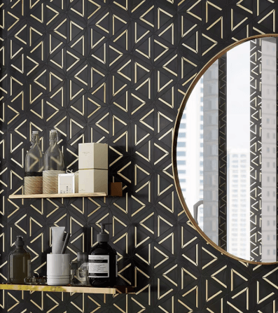 โมเสคหินอ่อน TIMELESS TILES รุ่น GRACE 35X31 ซม. สีดำ ตกแต่งสเตนเลสสีทอง_7